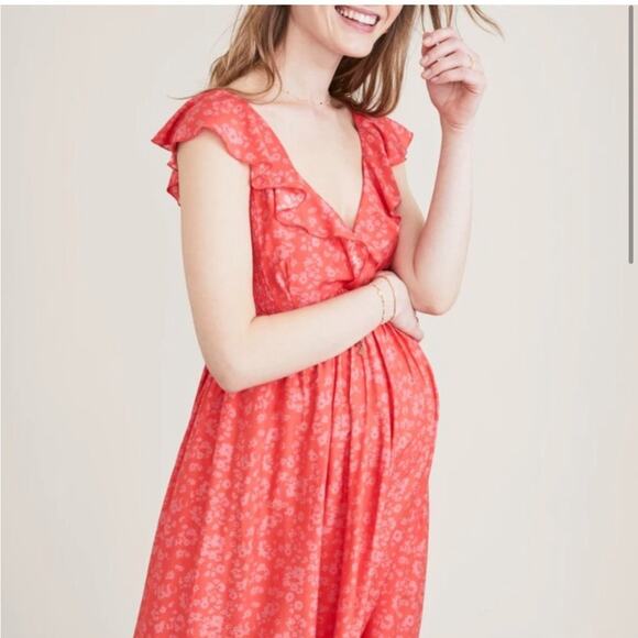 Hatch The Briana Floral Maternity Silk Midi Dress - Picture 4 of 13